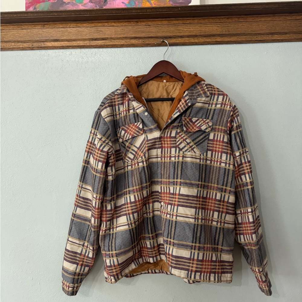 Plaid Men's Jacket with Hood